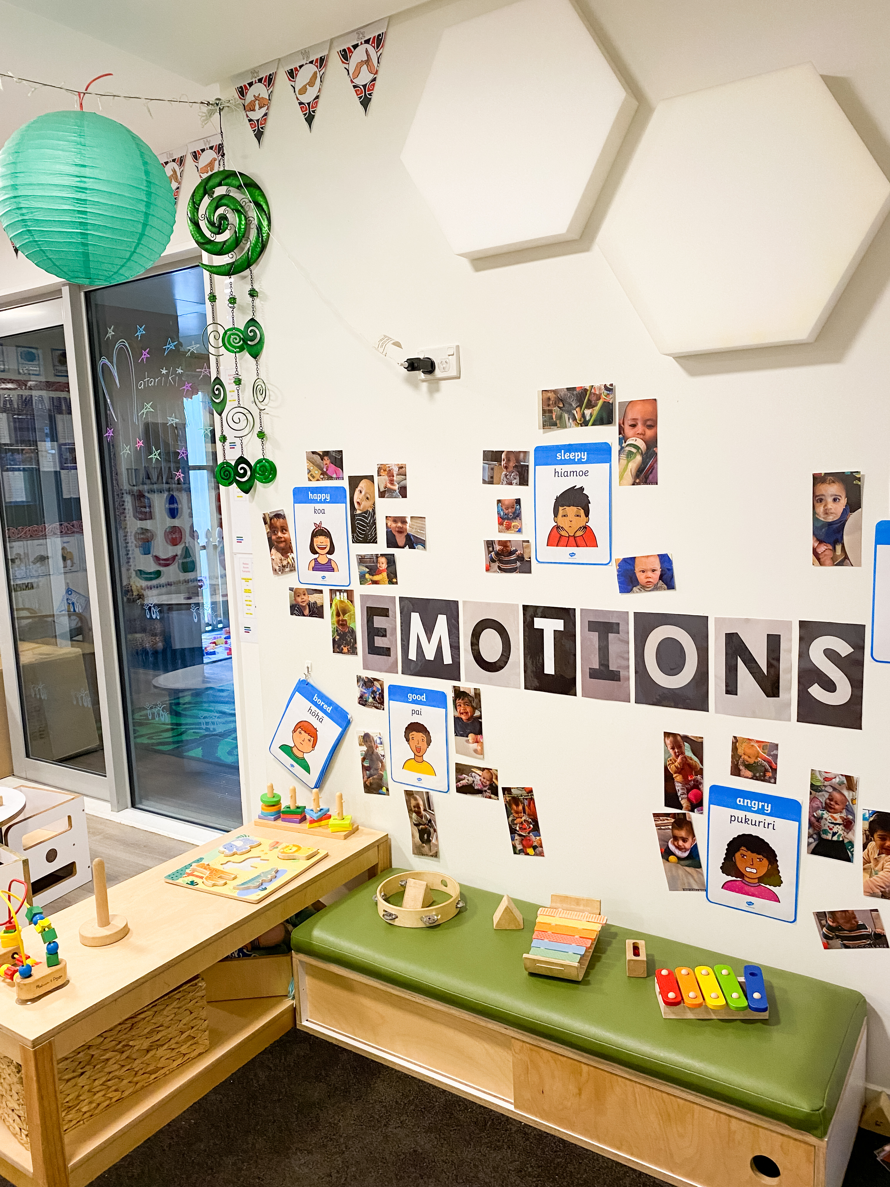 Wall display showing learning about emotions in the nursery at Active Explorers Grenada